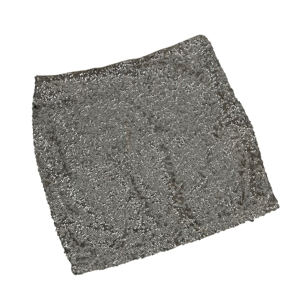Forever 21 Contemporary Silver Sequin Mini Skirt Party Clubwear Size Small